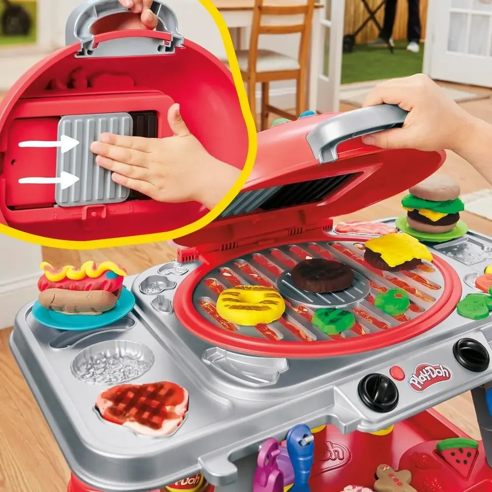 Play-Doh Sizzlin' Grill Playset with Lights & Sounds, 17 Accessories, BBQ Toys